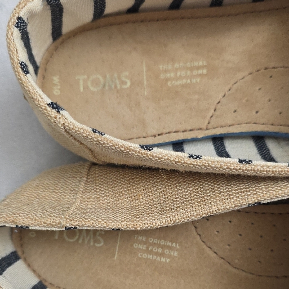 TOMS Classic Canvas Slip On Shoes Womens Beige Alpargata Flats Size W10 - Picture 4 of 6